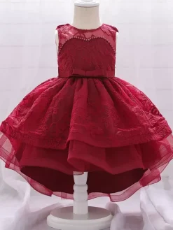 Robes de demoiselle d'honneur blanches robes d'occasion spéciale dentelle rose sans manches col bijou robes de demoiselle d'honneur