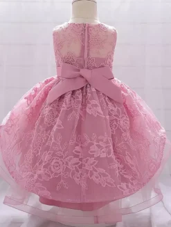 Robes de demoiselle d'honneur blanches robes d'occasion spéciale dentelle rose sans manches col bijou robes de demoiselle d'honneur