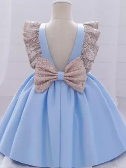 Robes de demoiselle d'honneur blanches robes d'occasion spéciale en polyester rose manches courtes col bijou robes de demoiselle d'honneur