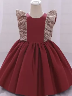 Robes de demoiselle d'honneur blanches robes d'occasion spéciale en polyester rose manches courtes col bijou robes de demoiselle d'honneur