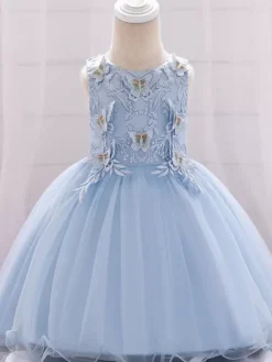 Robes de demoiselle d'honneur blanches robes d'occasion spéciale dentelle rose camée sans manches col bijou robes de demoiselle d'honneur