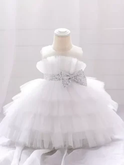 Robes de demoiselle d'honneur blanches en Tulle rose camée sans manches col bijou robes de demoiselle d'honneur