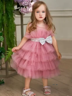 Robes de demoiselle d'honneur blanches en Tulle rose camée sans manches col bijou robes de demoiselle d'honneur
