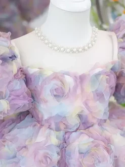 Robes de demoiselle d'honneur de mariage Robes pour occasions spéciales Manches courtes roses Volants