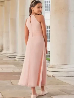 Robes de demoiselle d'honneur de mariage Robes pour occasions spéciales Rose sans manches Volants