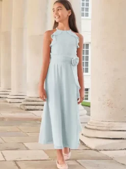 Robes de demoiselle d'honneur de mariage Robes pour occasions spéciales Rose sans manches Volants