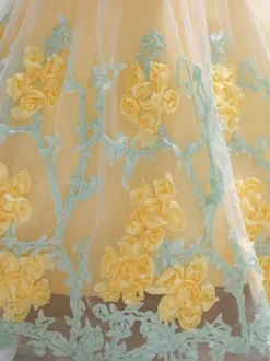 Robes de demoiselle d'honneur blanches robes d'occasion spéciale dentelle jaune sans manches col bijou robes de demoiselle d'honneur
