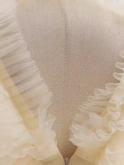 Robes de demoiselle d'honneur blanches robes d'occasion spéciale en Tulle Champagne sans manches col en v robes de demoiselle d'honneur