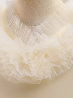 Robes de demoiselle d'honneur blanches robes d'occasion spéciale en Tulle Champagne sans manches col en v robes de demoiselle d'honneur