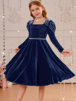 Robes de demoiselle d'honneur de mariage Robes pour occasions spéciales Émeraudes Manches longues Perles