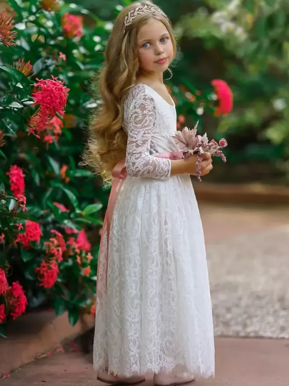 Robes de demoiselle d'honneur de mariage robes pour occasions spéciales roses manches longues n艙uds