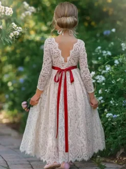 Robes de demoiselle d'honneur de mariage robes pour occasions spéciales roses manches longues n艙uds