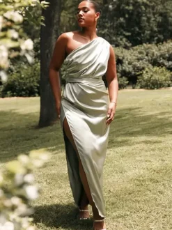 Robes de demoiselle d'honneur en soie élastique comme du satin robe de bal longueur cheville robe de soirée de mariage