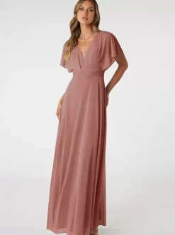 Robes de demoiselle d'honneur A-Line longueur au sol dos nu en mousseline de soie robe de bal