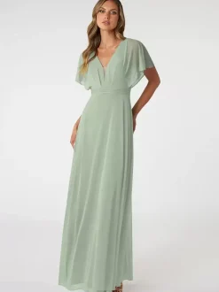 Robes de demoiselle d'honneur A-Line longueur au sol dos nu en mousseline de soie robe de bal