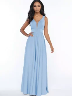 Robes de demoiselle d'honneur sans manches dos nu ligne a longueur au sol robes formelles