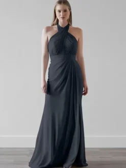 Robes de demoiselle d'honneur en mousseline de soie sirène longueur au sol robe de soirée de mariage