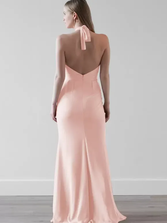 Robes de demoiselle d'honneur en mousseline de soie sirène longueur au sol robe de soirée de mariage