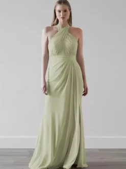 Robes de demoiselle d'honneur en mousseline de soie sirène longueur au sol robe de soirée de mariage