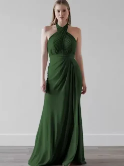 Robes de demoiselle d'honneur en mousseline de soie sirène longueur au sol robe de soirée de mariage