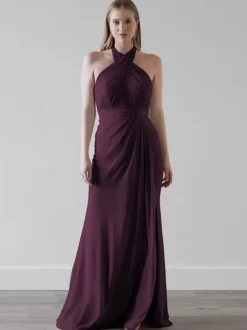 Robes de demoiselle d'honneur en mousseline de soie sirène longueur au sol robe de soirée de mariage