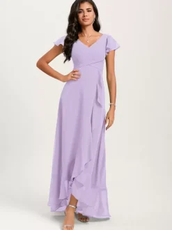 Robes de demoiselle d'honneur robe de bal longueur au sol fermeture éclair en mousseline de soie robe de soirée de mariage