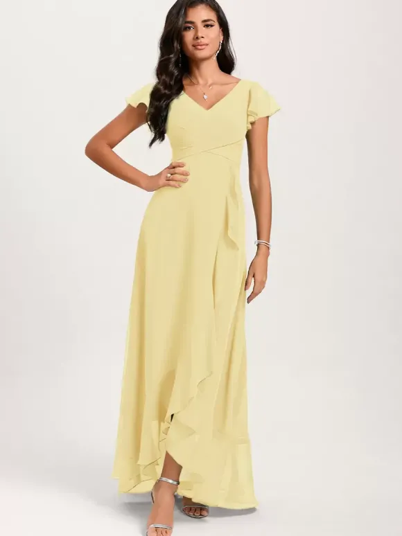 Robes de demoiselle d'honneur robe de bal longueur au sol fermeture éclair en mousseline de soie robe de soirée de mariage