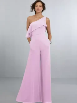 Robes de demoiselle d'honneur en mousseline combinaison asymétrique épaule dénudée robe de soirée de mariage