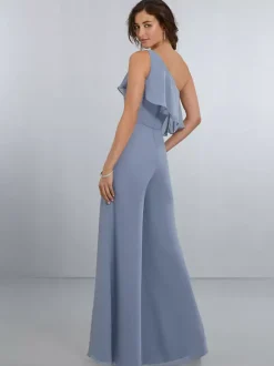 Robes de demoiselle d'honneur en mousseline combinaison asymétrique épaule dénudée robe de soirée de mariage