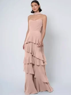 Robes de demoiselle d'honneur robe de bal longueur au sol dos nu en mousseline de soie robe de soirée de mariage