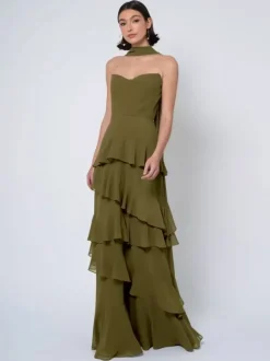 Robes de demoiselle d'honneur robe de bal longueur au sol dos nu en mousseline de soie robe de soirée de mariage