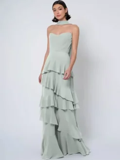Robes de demoiselle d'honneur robe de bal longueur au sol dos nu en mousseline de soie robe de soirée de mariage
