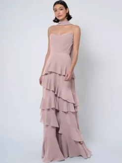 Robes de demoiselle d'honneur robe de bal longueur au sol dos nu en mousseline de soie robe de soirée de mariage