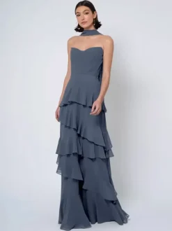 Robes de demoiselle d'honneur robe de bal longueur au sol dos nu en mousseline de soie robe de soirée de mariage