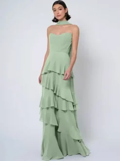 Robes de demoiselle d'honneur robe de bal longueur au sol dos nu en mousseline de soie robe de soirée de mariage