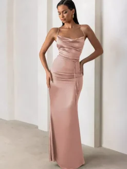 Robes de demoiselle d'honneur gaine longueur au sol fermeture éclair en tissu satiné robes formelles