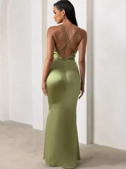 Robes de demoiselle d'honneur gaine longueur au sol fermeture éclair en tissu satiné robes formelles