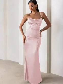 Robes de demoiselle d'honneur gaine longueur au sol fermeture éclair en tissu satiné robes formelles