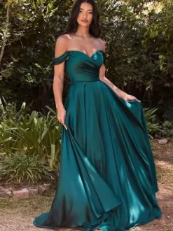 Robes de demoiselle d'honneur en polyester coupe trapèze longueur au sol robes de soirée