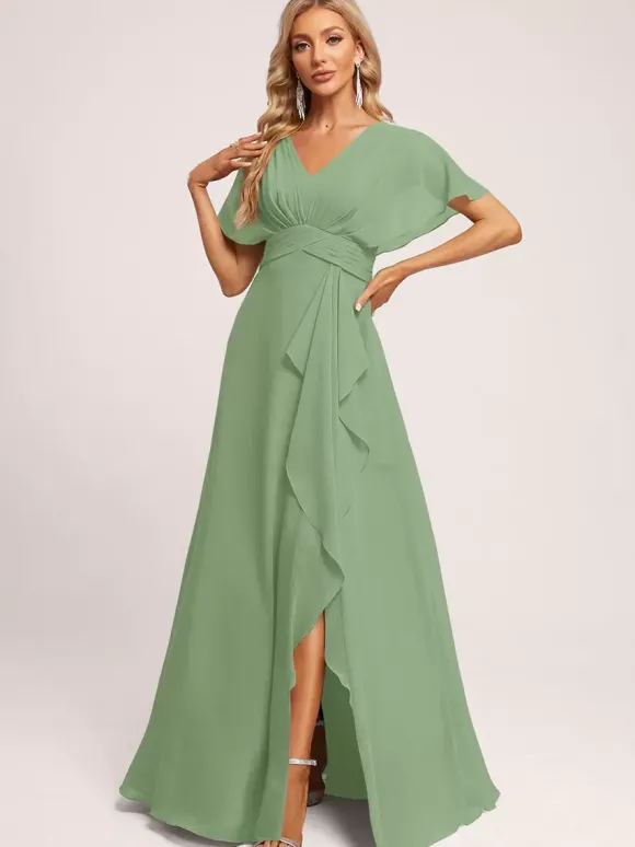 Robes de demoiselle d'honneur robe de bal longueur au sol fermeture éclair en mousseline de soie robe de soirée de mariage