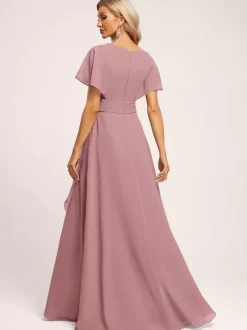 Robes de demoiselle d'honneur robe de bal longueur au sol fermeture éclair en mousseline de soie robe de soirée de mariage
