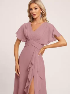 Robes de demoiselle d'honneur robe de bal longueur au sol fermeture éclair en mousseline de soie robe de soirée de mariage