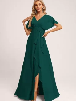 Robes de demoiselle d'honneur robe de bal longueur au sol fermeture éclair en mousseline de soie robe de soirée de mariage
