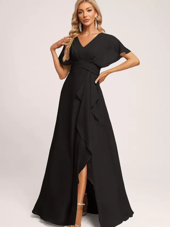Robes de demoiselle d'honneur robe de bal longueur au sol fermeture éclair en mousseline de soie robe de soirée de mariage