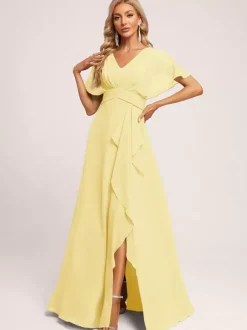 Robes de demoiselle d'honneur robe de bal longueur au sol fermeture éclair en mousseline de soie robe de soirée de mariage