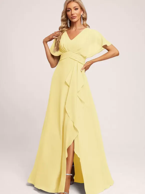Robes de demoiselle d'honneur robe de bal longueur au sol fermeture éclair en mousseline de soie robe de soirée de mariage