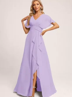 Robes de demoiselle d'honneur robe de bal longueur au sol fermeture éclair en mousseline de soie robe de soirée de mariage