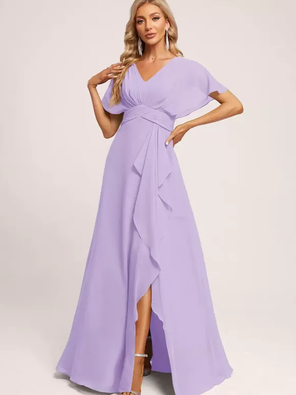 Robes de demoiselle d'honneur robe de bal longueur au sol fermeture éclair en mousseline de soie robe de soirée de mariage