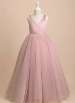Robes de fille de fleur de mariage Robes d'occasion spéciale Ivoire Ceinture sans manches