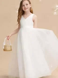 Robes de fille de fleur de mariage Robes d'occasion spéciale Ivoire Ceinture sans manches